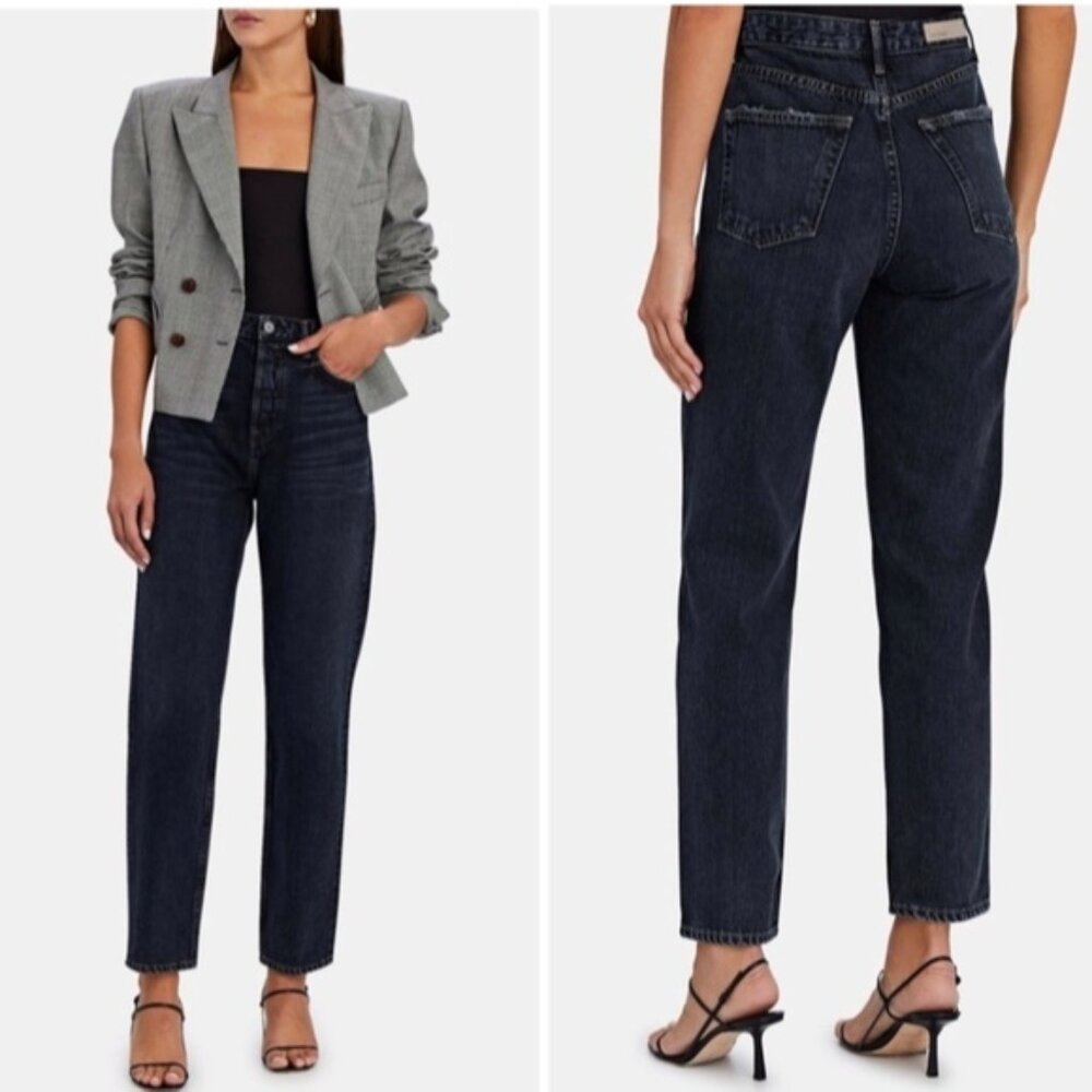 GRLFRND Karolina Jeans Moody Blues Straight Cigarette Leg Dark Wash 25 Revolve